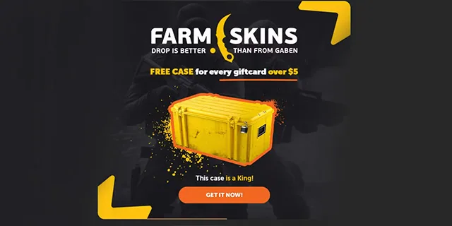 Kinguin: Free case for every purchase of Farm Skins gift card over $5